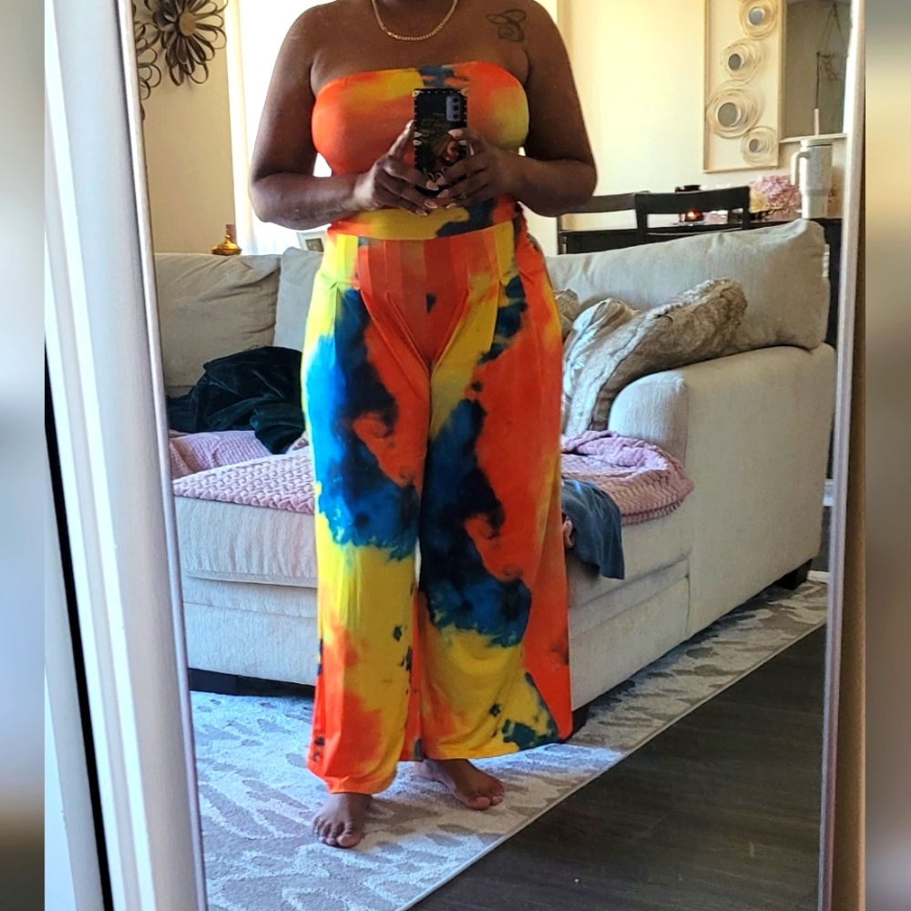 Multicolor Strapless Jumpsuit